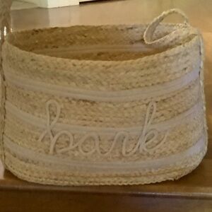 NWT Woven Storage Basket - written BARK and Blanket